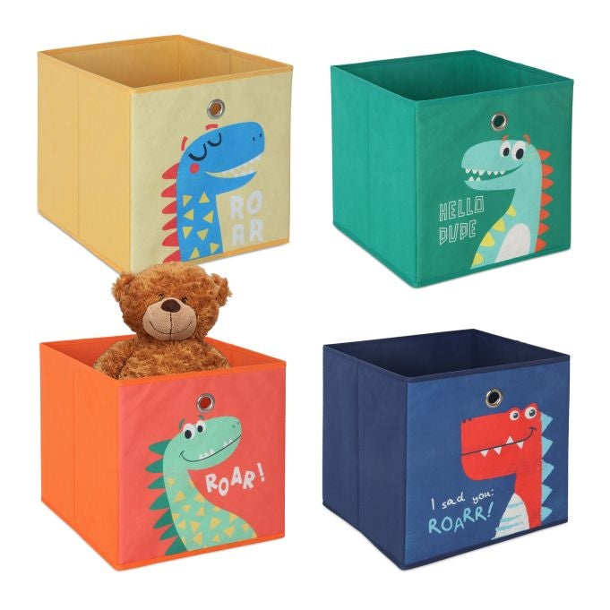 Kids Storage Box Set of 4 – Foldable, Animal Designs