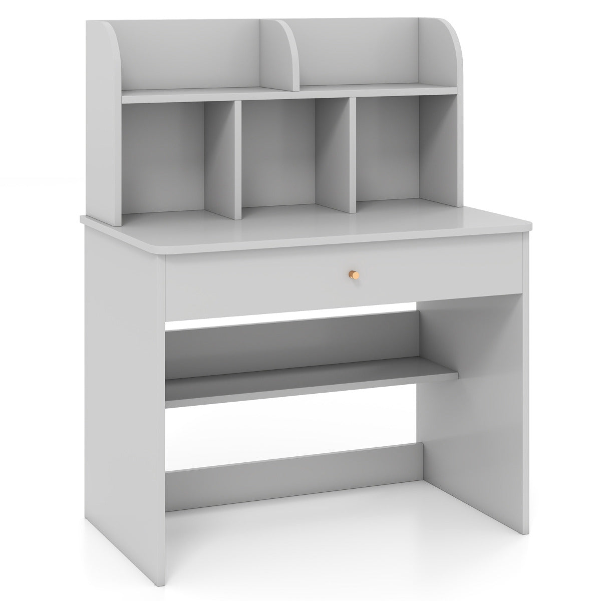 Kids Study Desk With Drawer And Storage Shelf, Grey