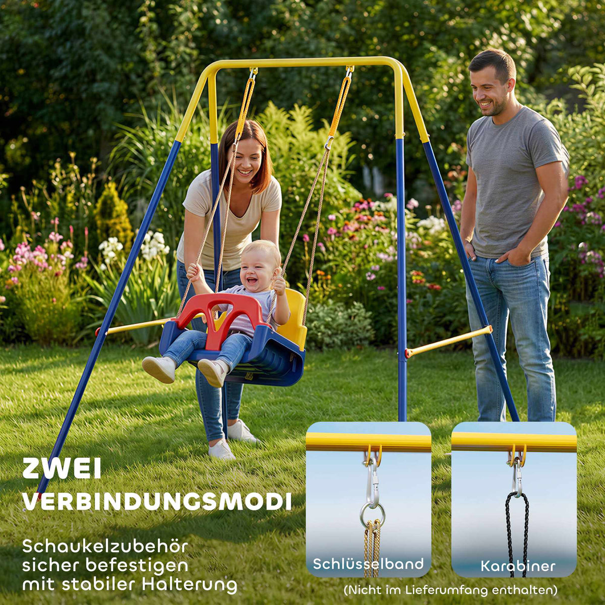 Kids Swing Frame, Foldable Steel, Indoor/Outdoor Use
