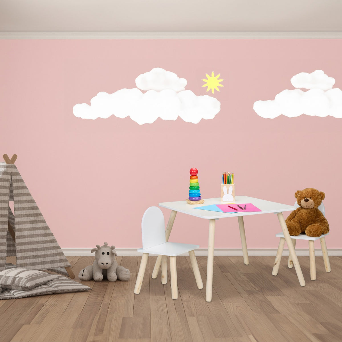 Kids Table and Chairs Set – Indoor Wooden Legs