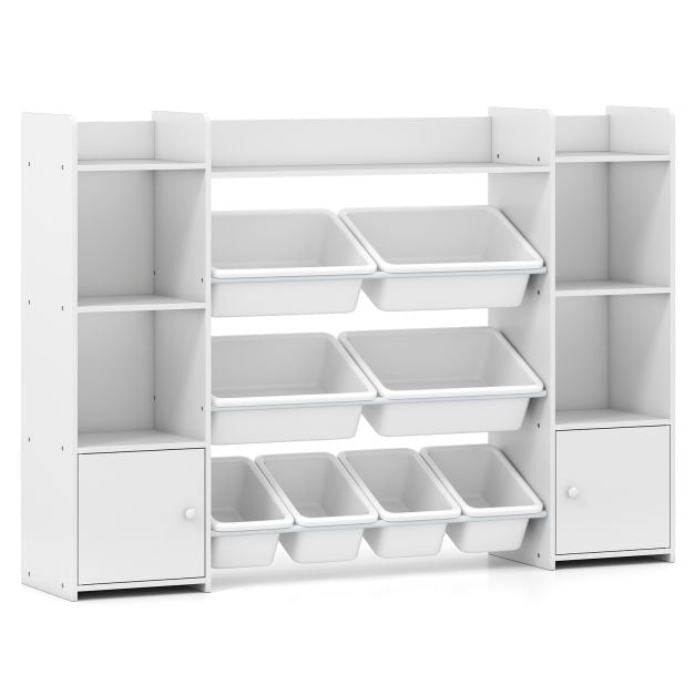 Kids Toy Storage Organizer, 4-Tier, 8 Bins, White
