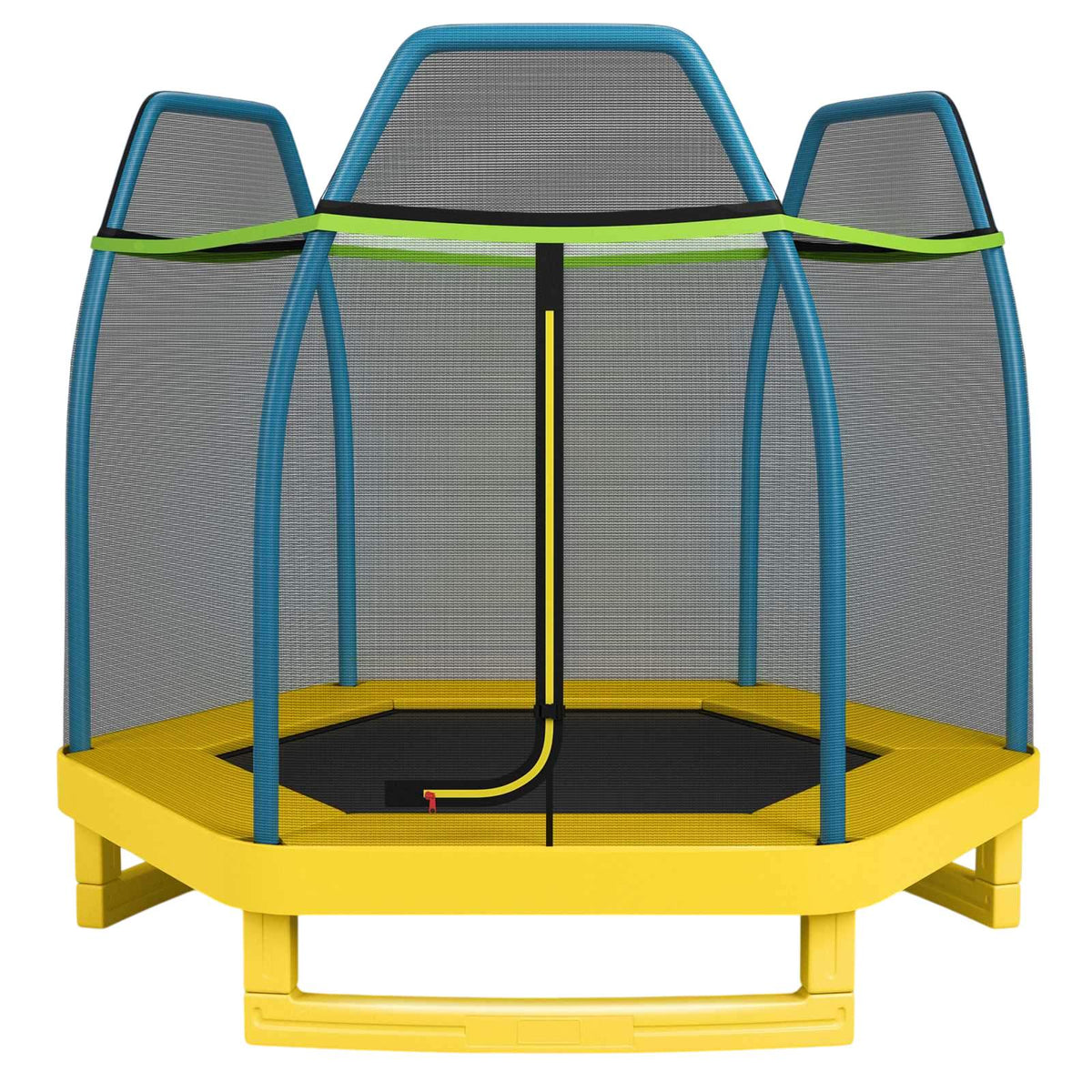 Kids Trampoline With Safety Enclosure Net, 7ft Green