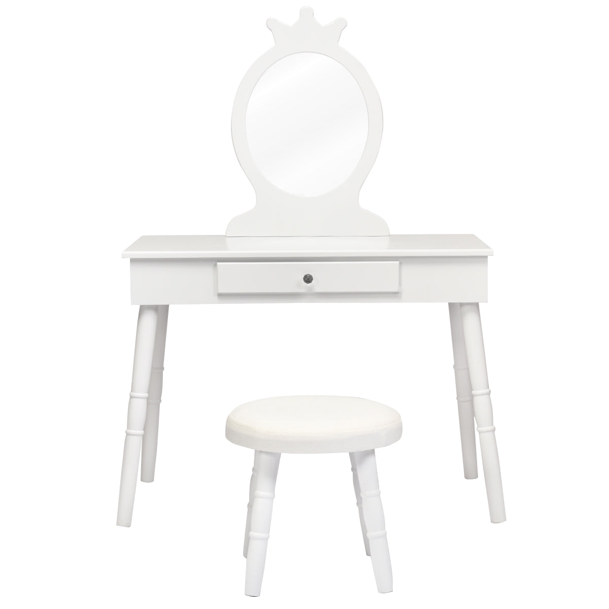 Kids Vanity Table Set With Stool, Mirror, Drawer, White