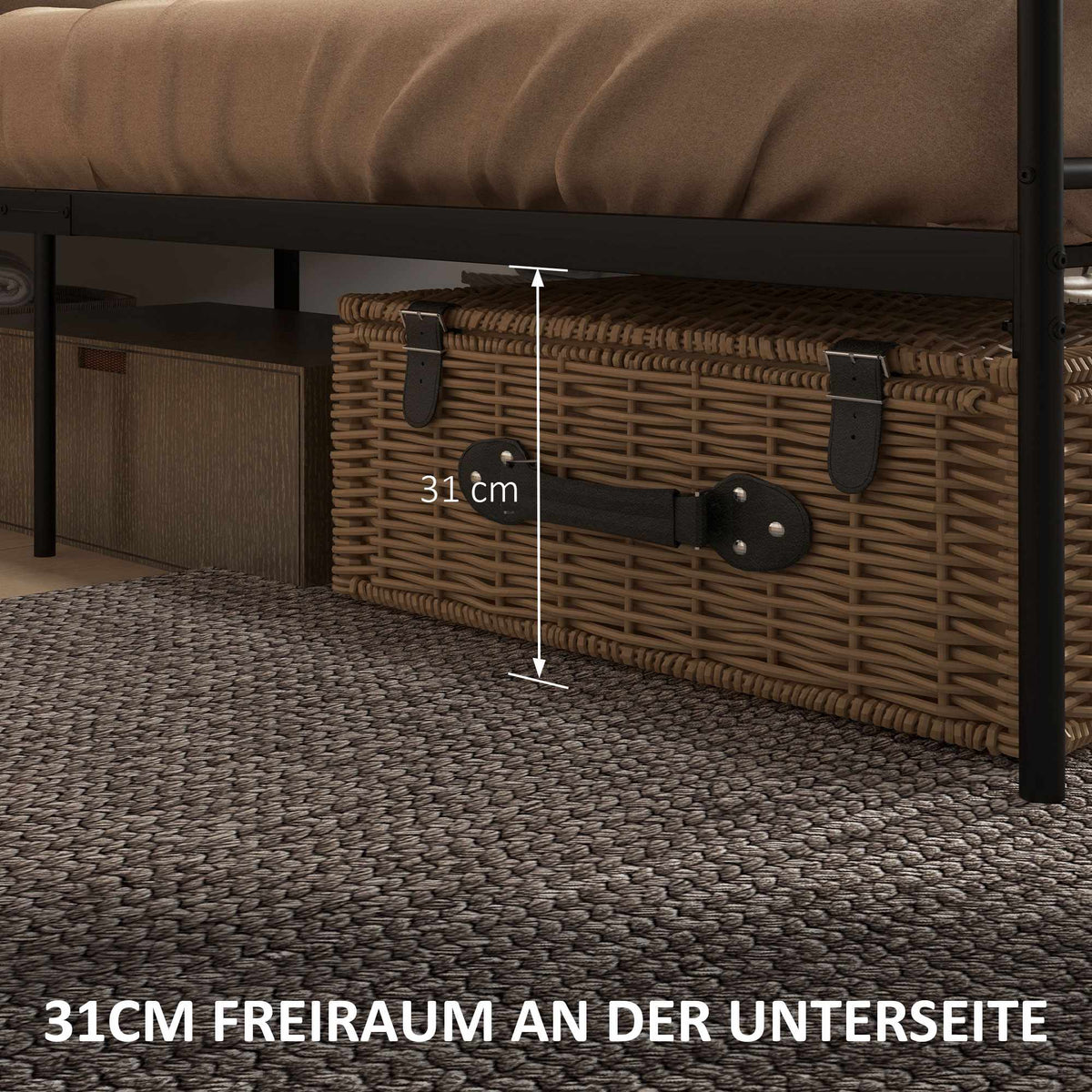King-Size Steel Bed Frame 160x200 cm with Storage