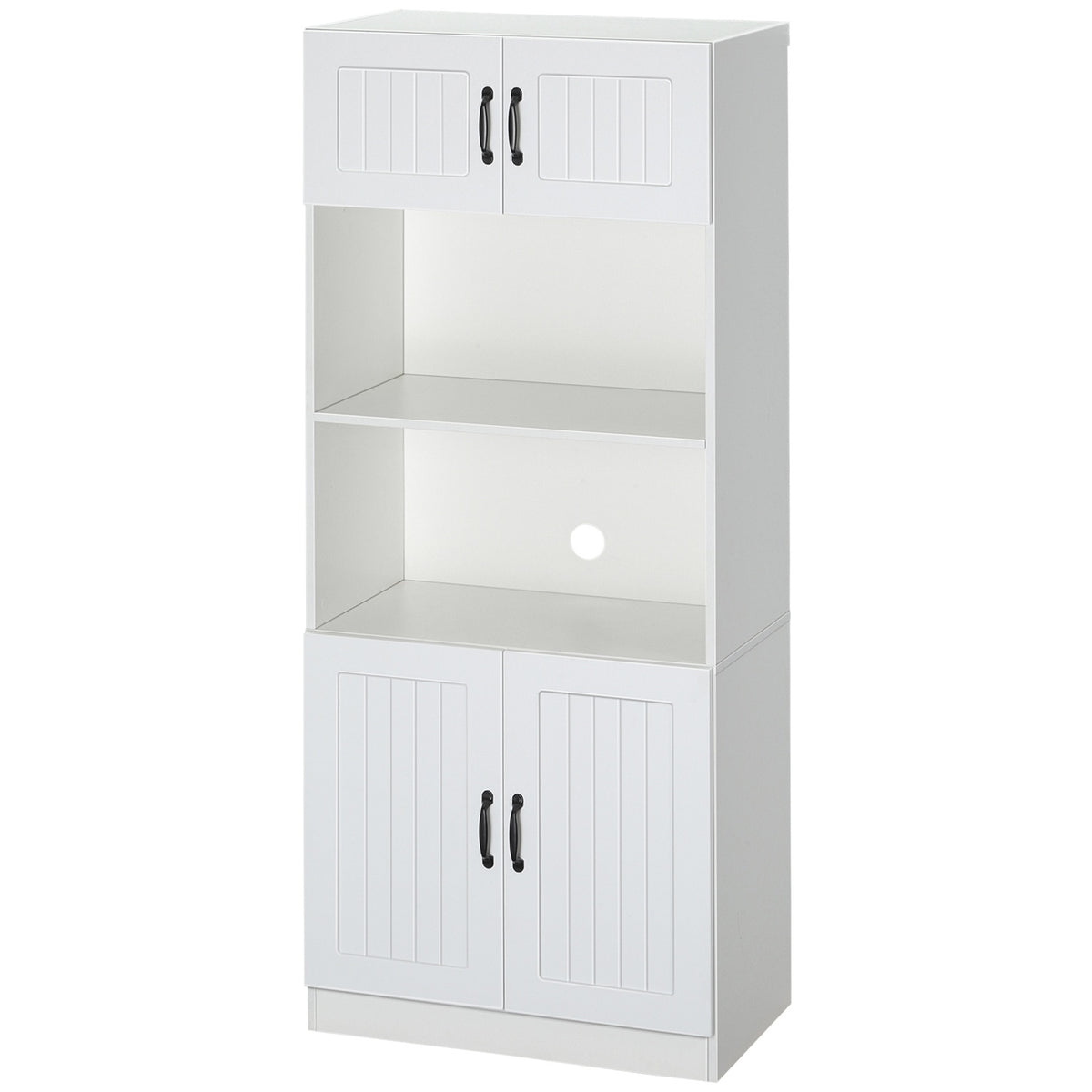 Kitchen Cabinet Kitchen Buffet Tall Cabinet With 2 Shelves And 2 Cupboards With Adjustable Shelves Microwave Shelf Anti-Tip Strap
