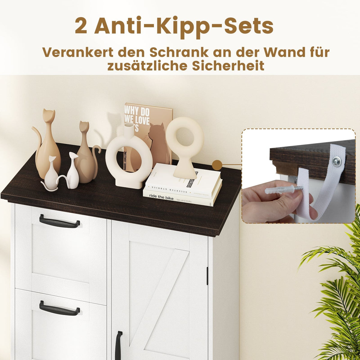 Kitchen Cabinet with Doors & 3 Drawers – White MDF