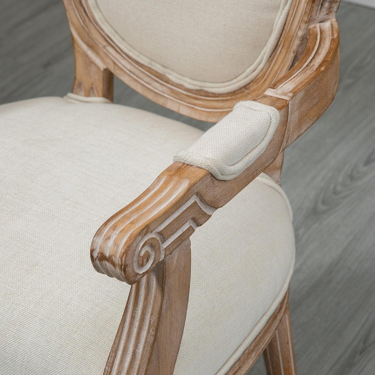 Kitchen Chair, Dining Room Chair With Linen Look, Armchair With Backrest, Wooden Legs, Upholstered Chair With A Load Capacity Of Up To 150 Kg, Cream