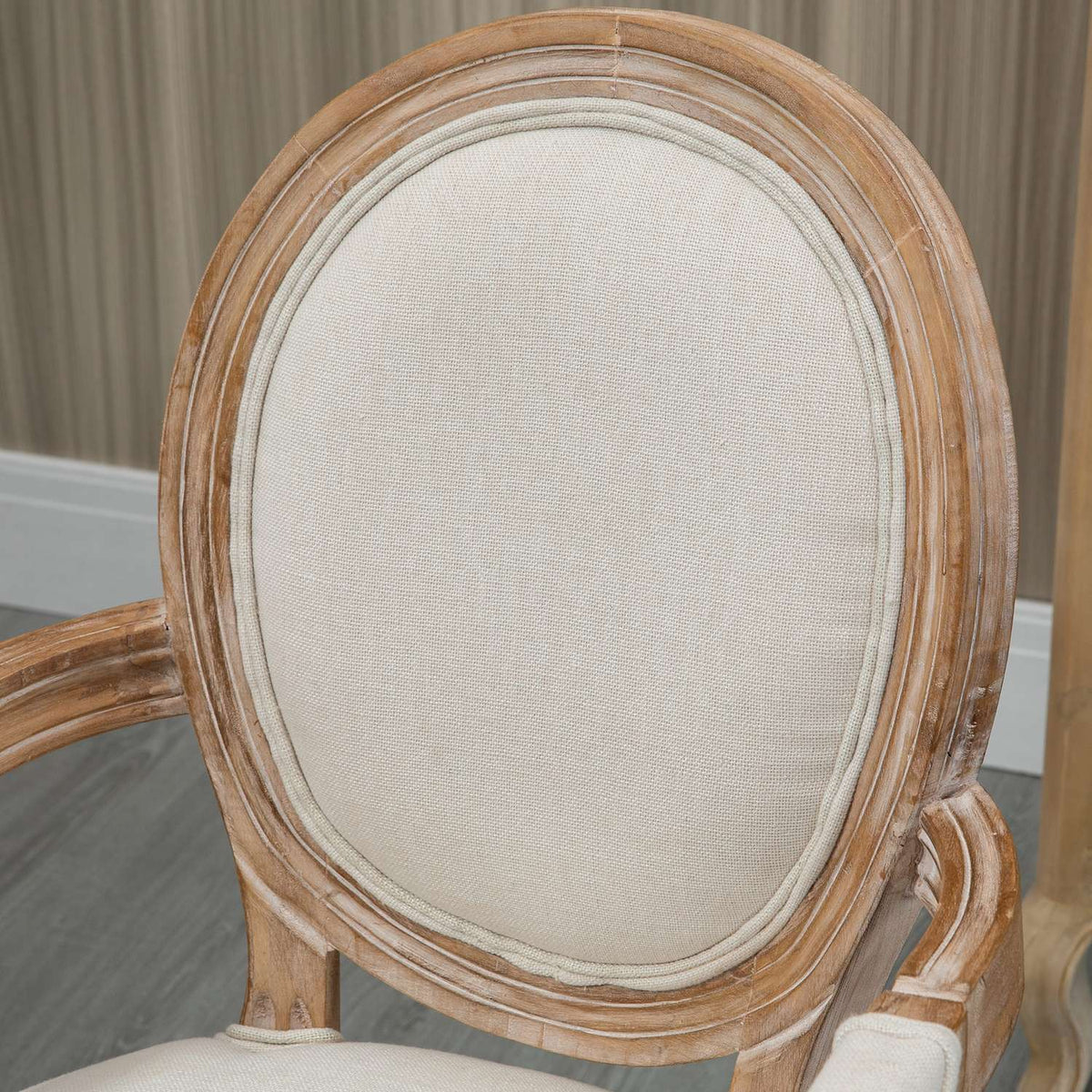Kitchen Chair, Dining Room Chair With Linen Look, Armchair With Backrest, Wooden Legs, Upholstered Chair With A Load Capacity Of Up To 150 Kg, Cream