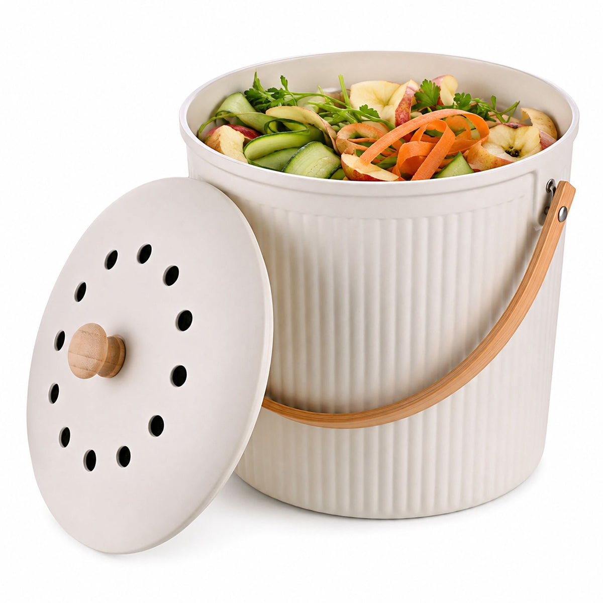 Kitchen Compost Bin, 5.6L – White, Carbon Filters