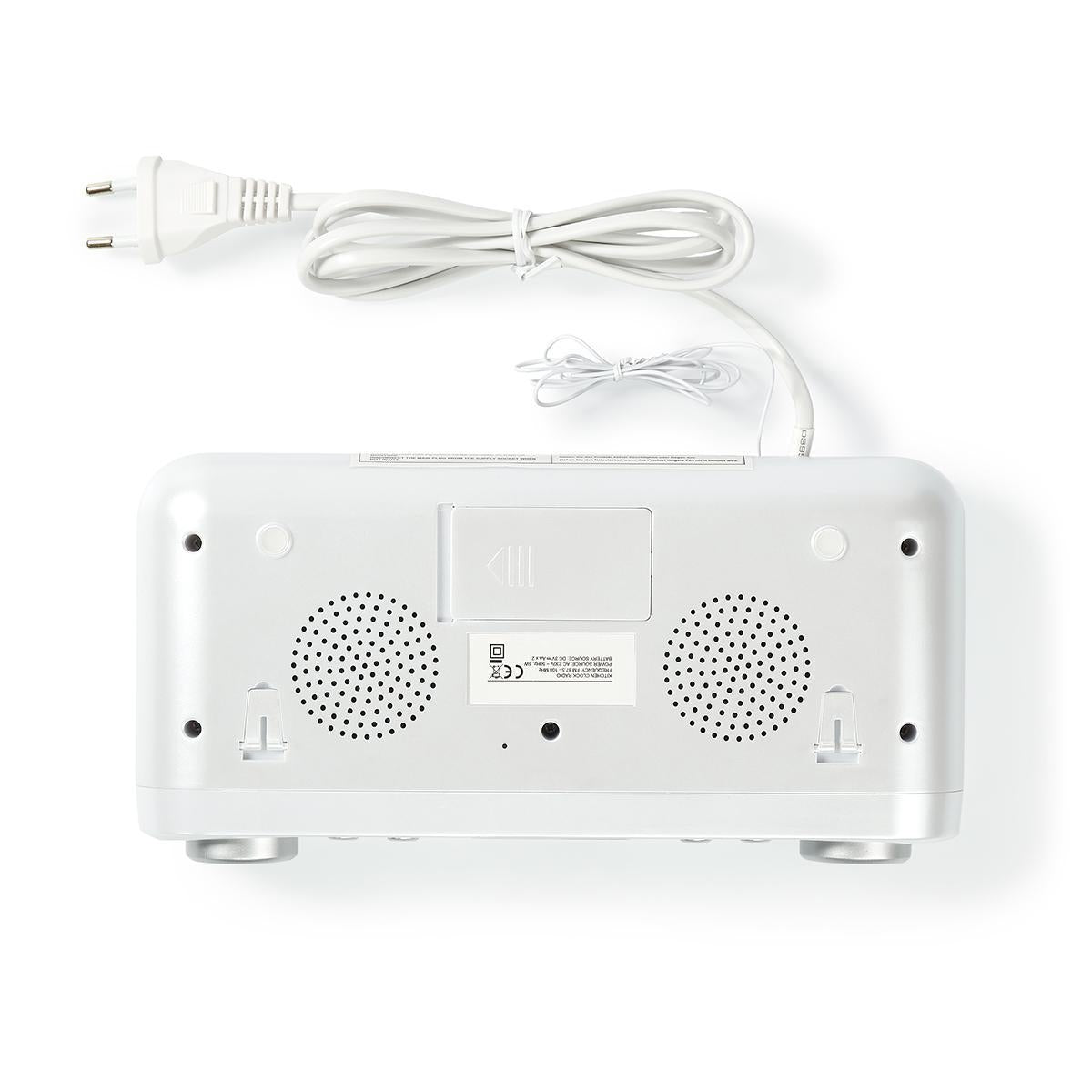 Kitchen Radio | Cabinet Design | FM | Power adapter | Digital | 1.5 W| 2" | Black Blue Screen | Alarm Clock | Silver / White