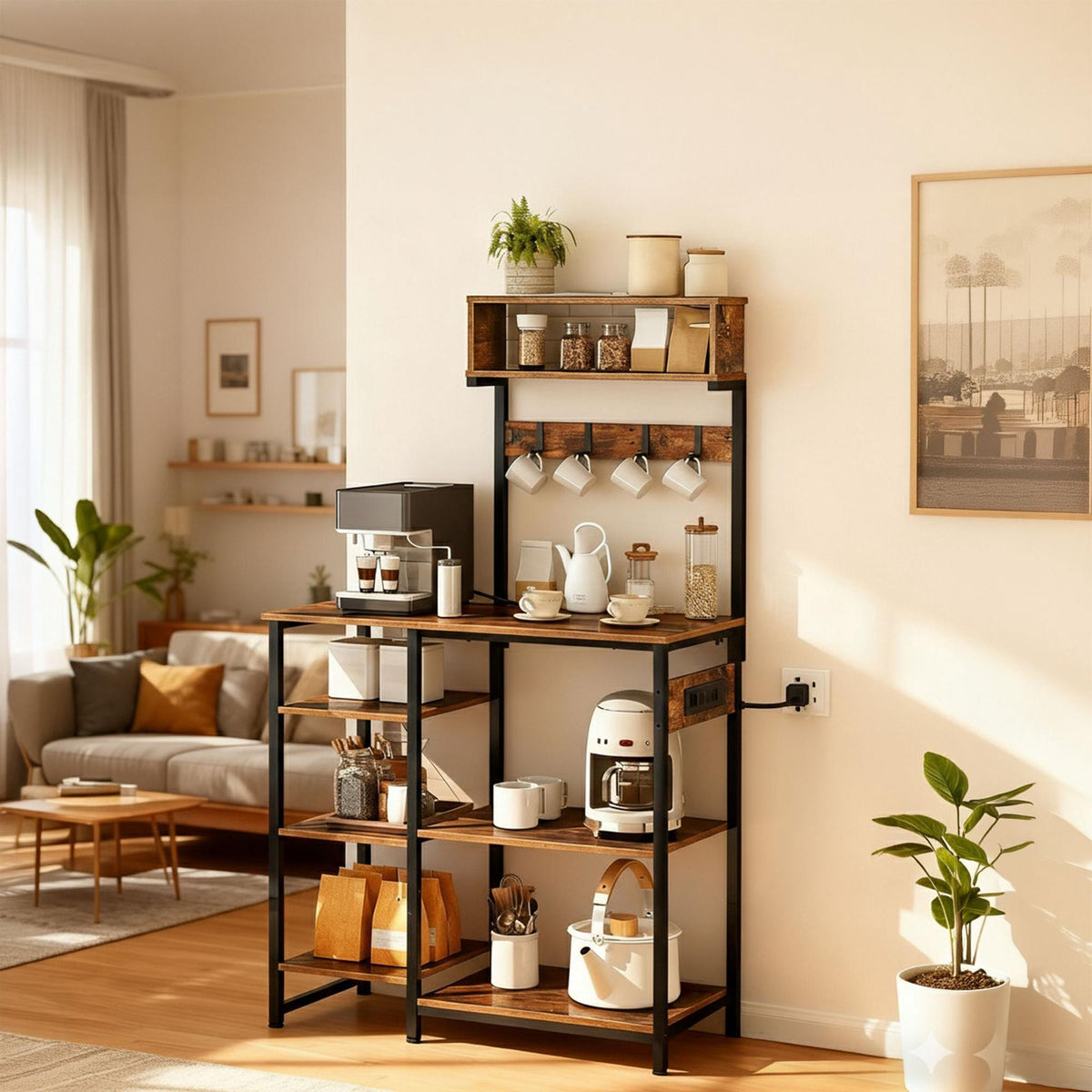 Kitchen Shelf with Power Outlet and USB Ports