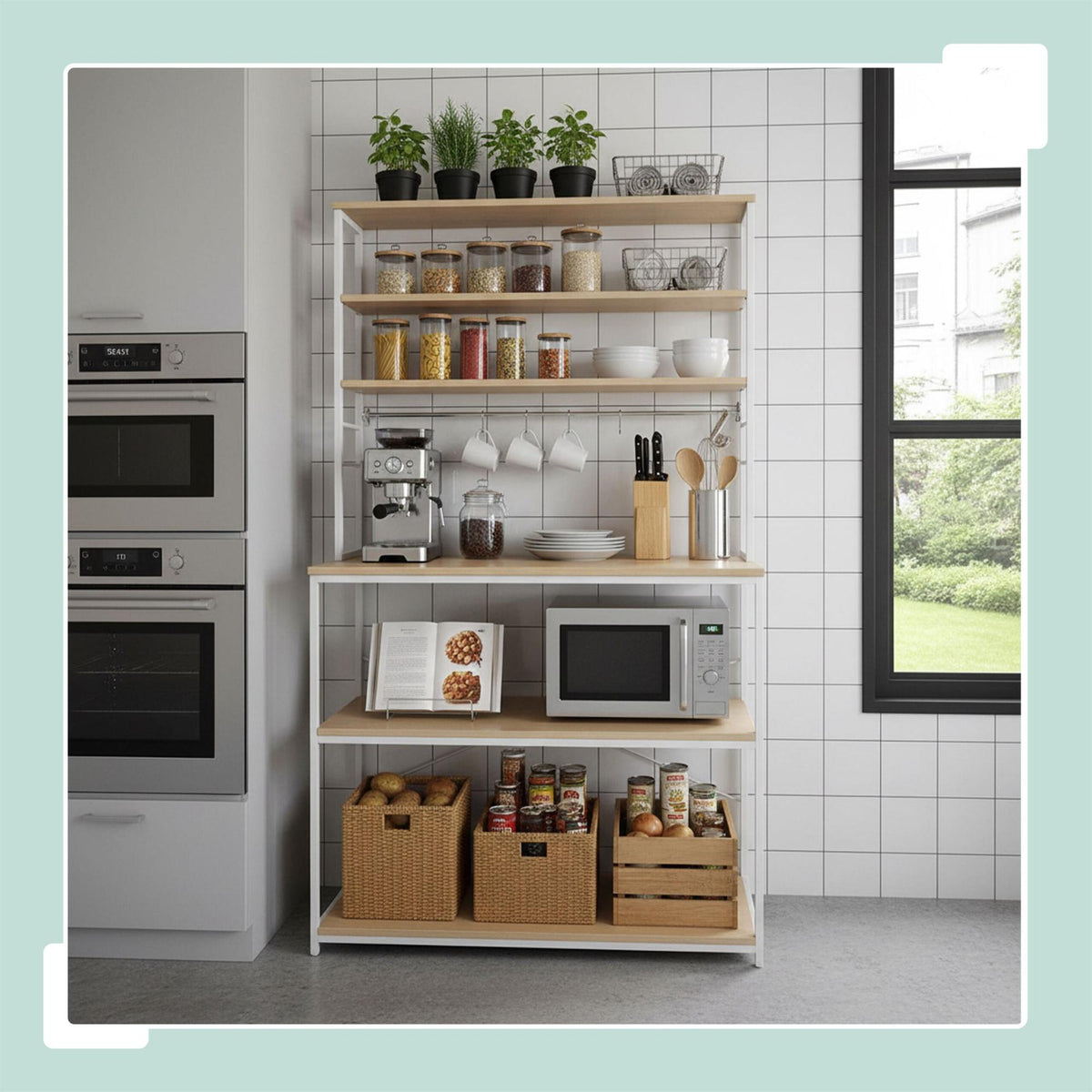 Kitchen Shelf with Worktop and Storage Space