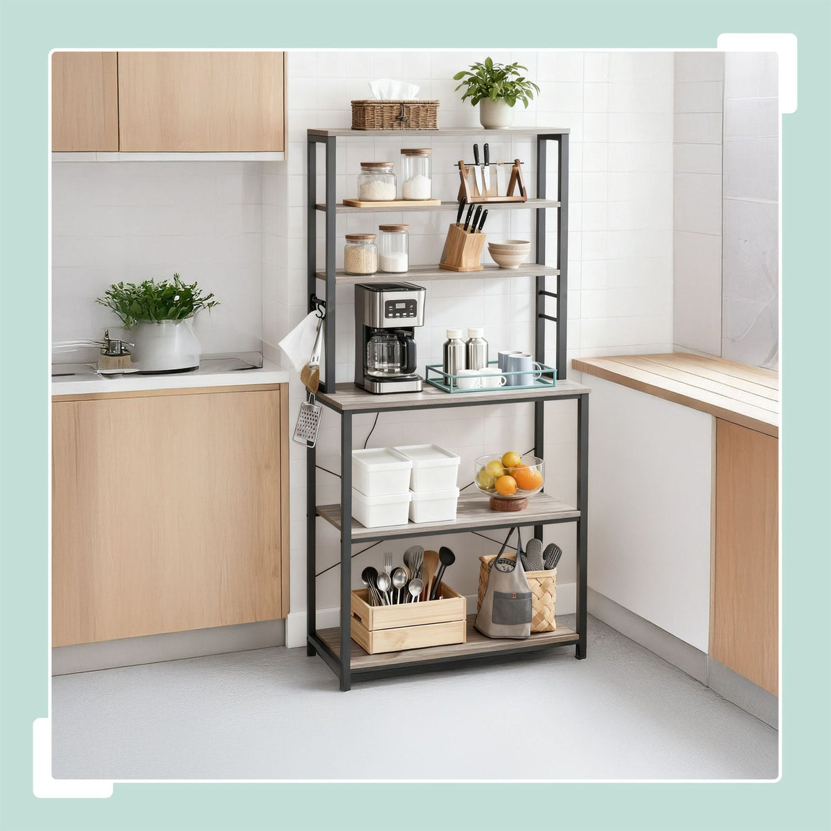 Kitchen Shelf with Worktop and Storage Space