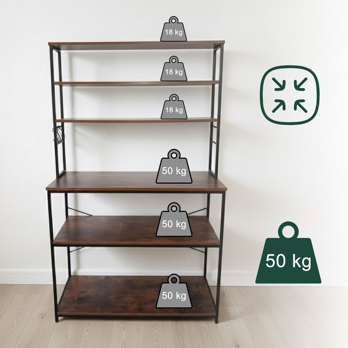 Kitchen Shelf with Worktop and Storage Space
