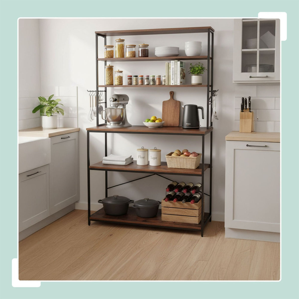 Kitchen Shelf with Worktop and Storage Space