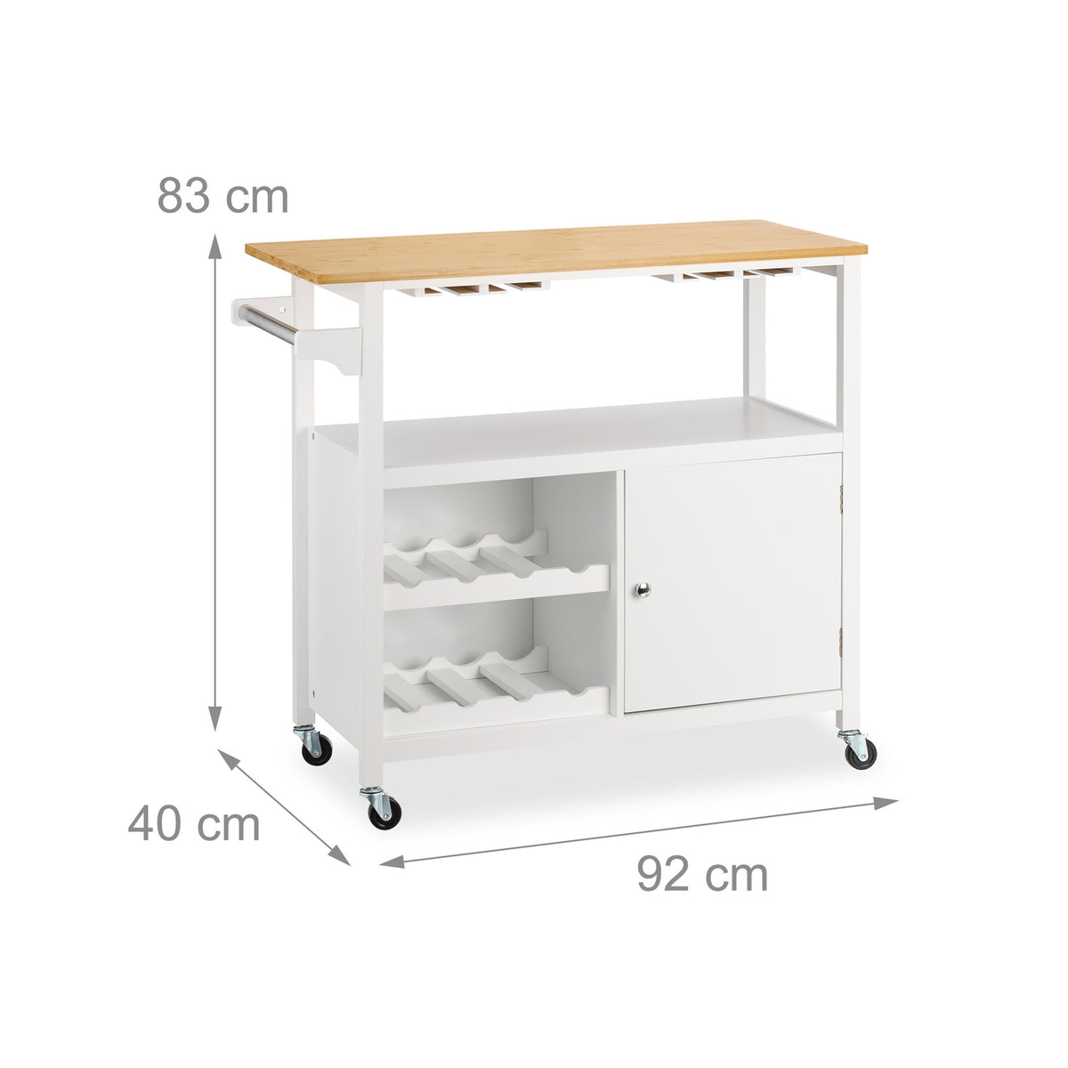 Kitchen Storage Trolley with Wine Rack and Glass Holder