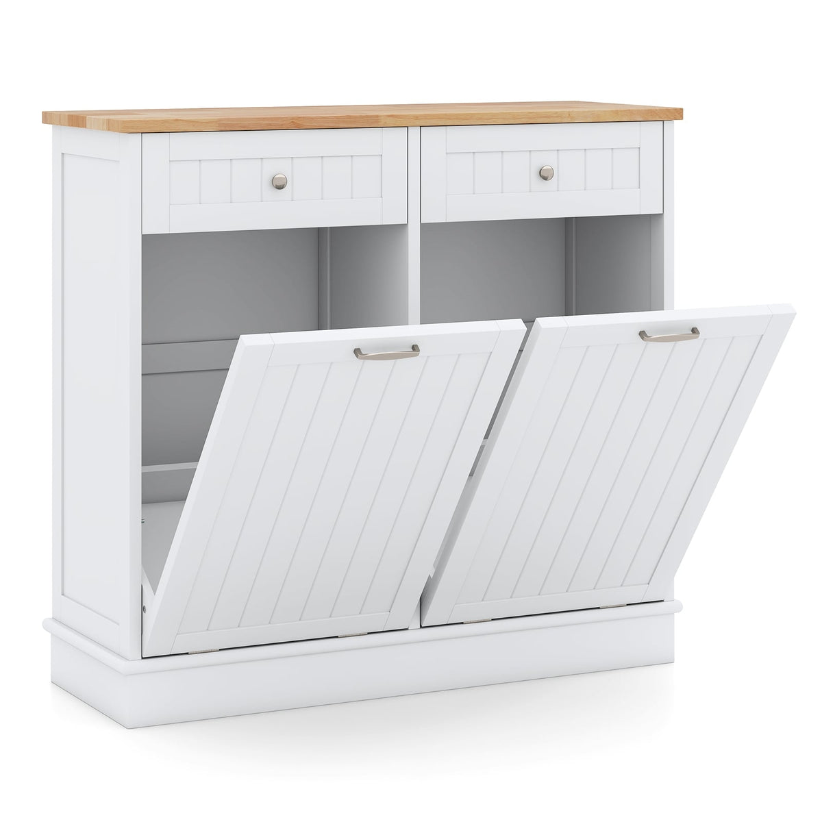 Kitchen Trash Cabinet with Cutting Board & Drawers