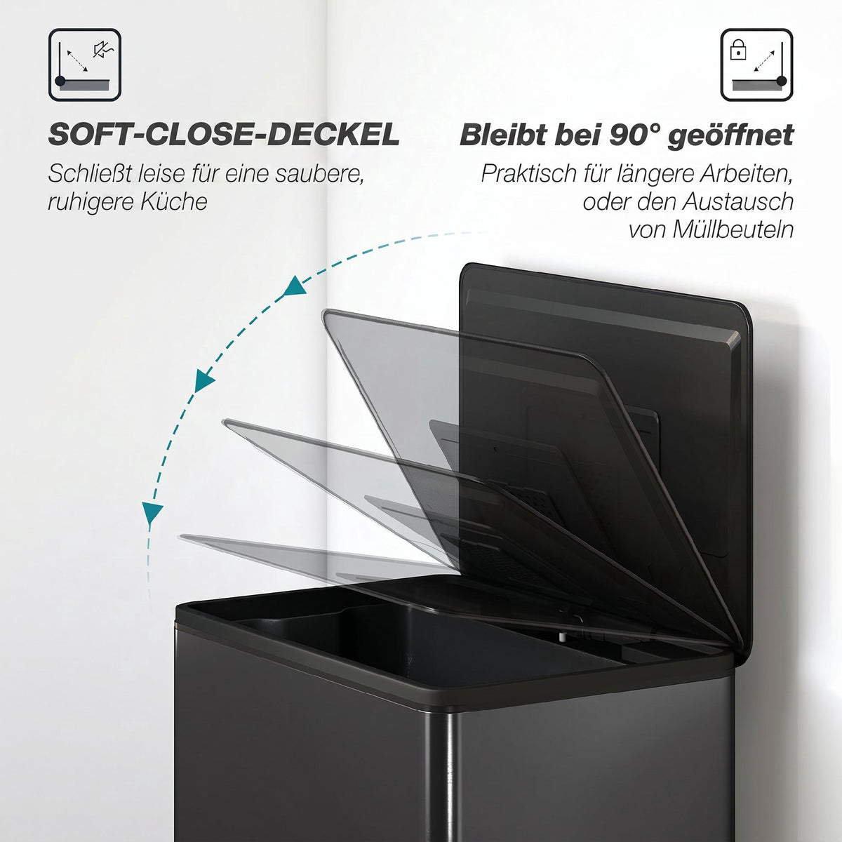 Kitchen Trash Can 45L – Soft-Close Lid, Removable Inner Bin