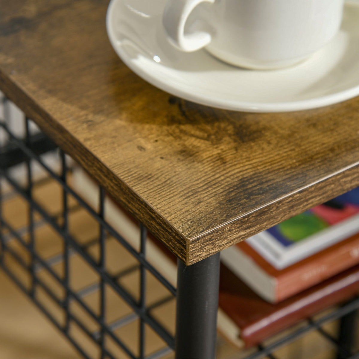 Kitchen Trolley, Serving Trolley With Worktop, 2 Storage Baskets, 360° Swivel Castors, Rustic Brown, 40X30X62 Cm