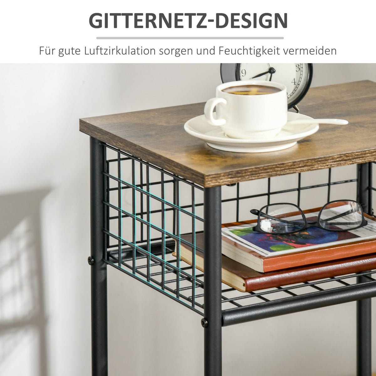 Kitchen Trolley, Serving Trolley With Worktop, 2 Storage Baskets, 360° Swivel Castors, Rustic Brown, 40X30X62 Cm
