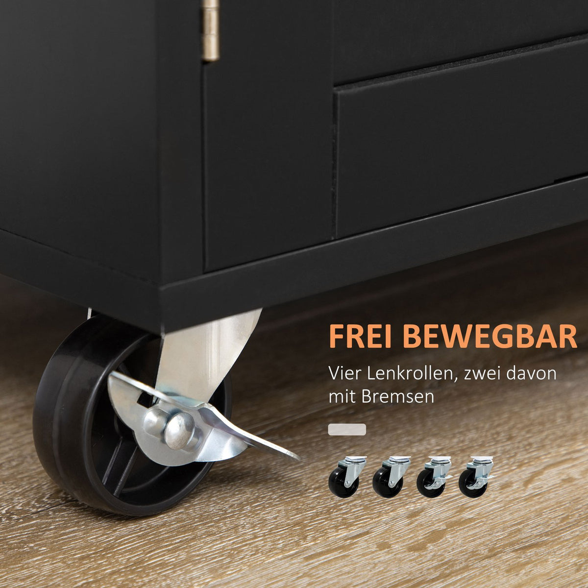 Kitchen Trolley Serving Trolley With Worktop Kitchen Trolley With Spice Rack, Towel Holder For Living Room Dining Room Black 109 X 40 X 89 Cm