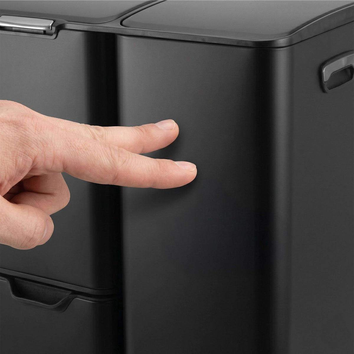 Kitchen Waste Bin, 3-Compartment Steel, Soft-Close