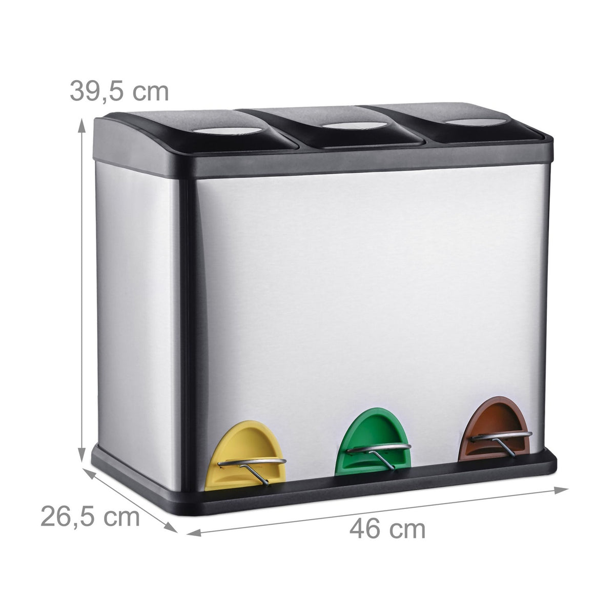 Kitchen Waste Bin, 3 Compartments, 8L Each