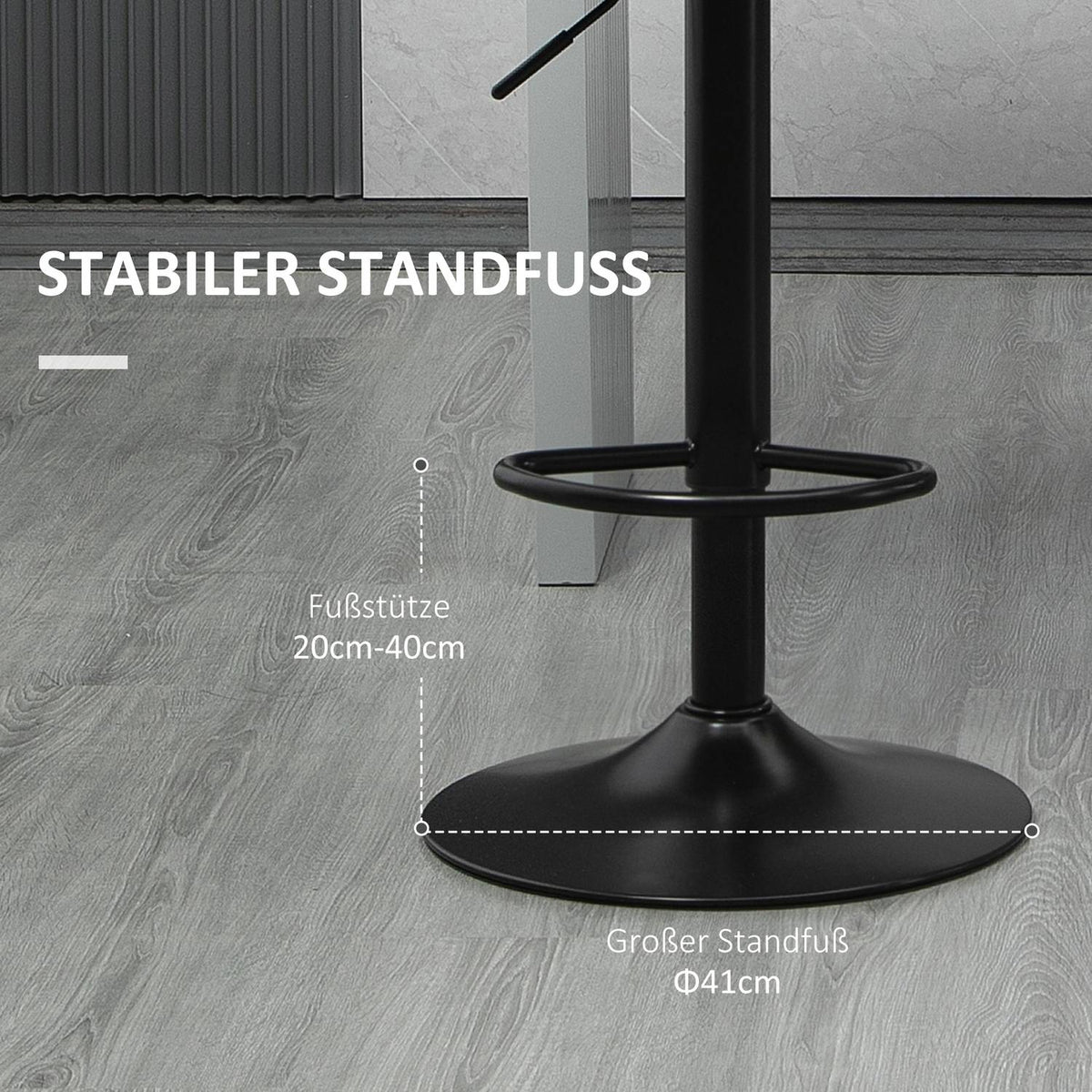 Kitchen bar stool set of 2, height adjustable, 360° rotatable with backrest and footrest, linen look, up to 120 kg, 57.5 x 52.5 x 93-114 cm, gray