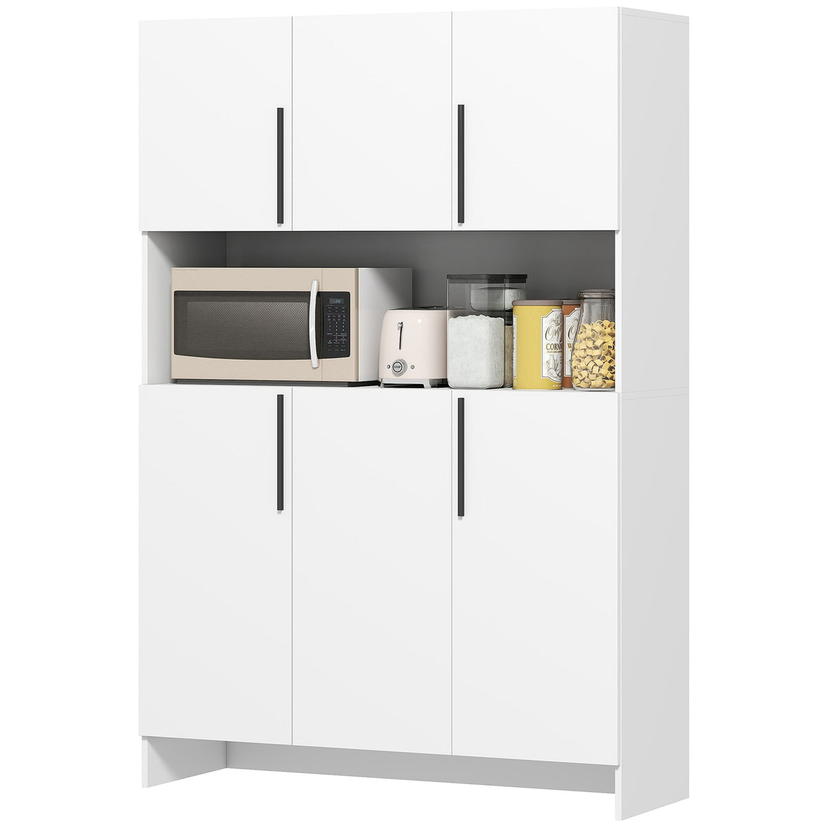 Kitchen cabinet, 4 cabinets, 6 doors, 12 hinges, worktop, chipboard, white