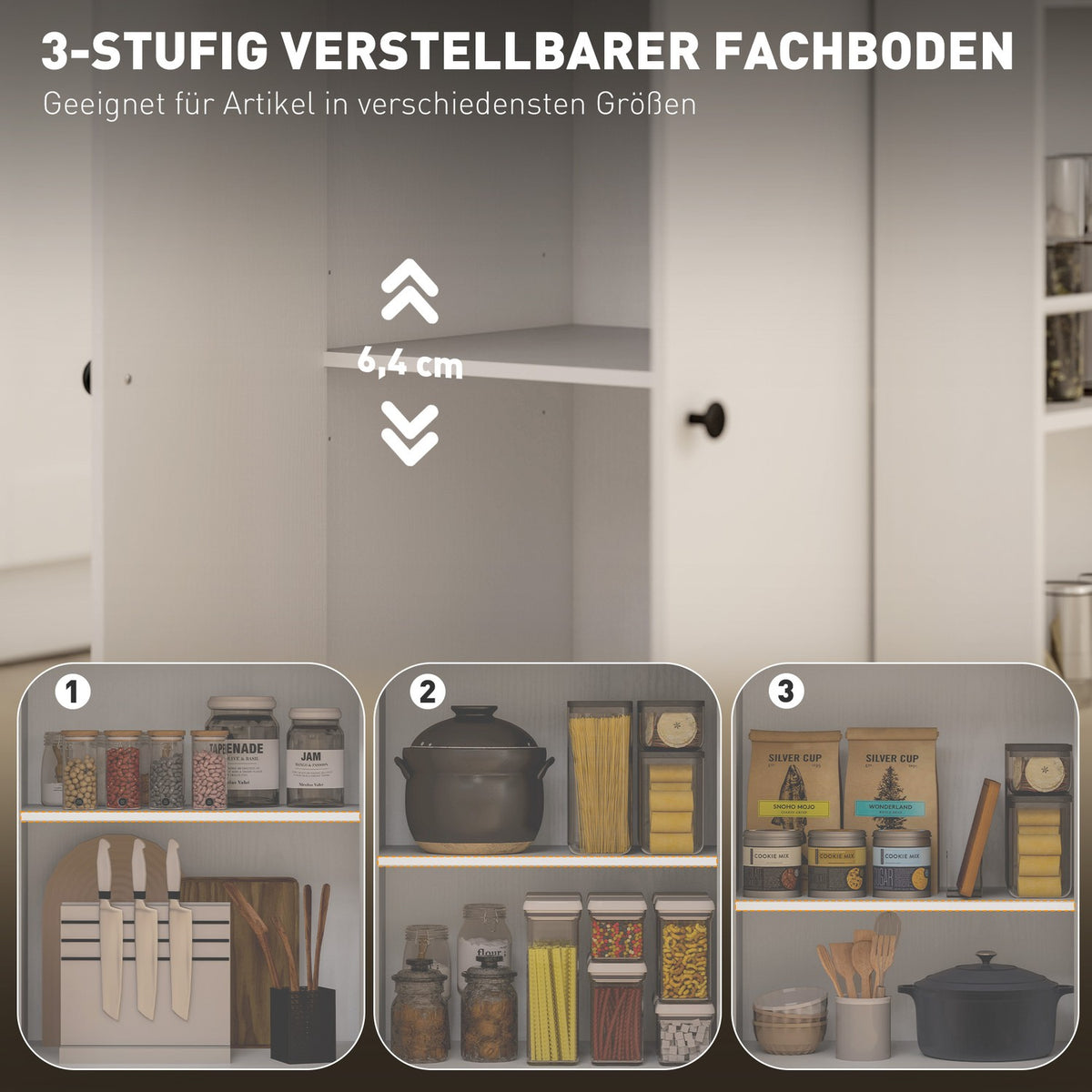 Kitchen island kitchen trolley on wheels with worktop, drawer, kitchen cabinet rollable with shelf, spice rack, towel rail, serving trolley kitchen trolley white