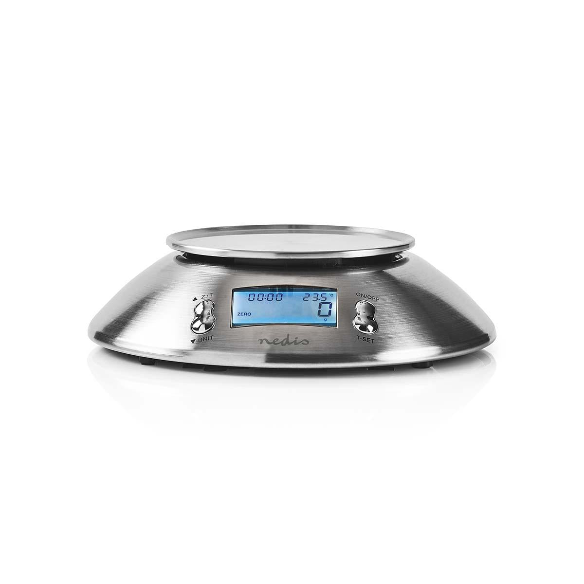 Kitchen scale | Digital | Stainless steel | Timer function | Thermometer function | Removable bowl | Silver