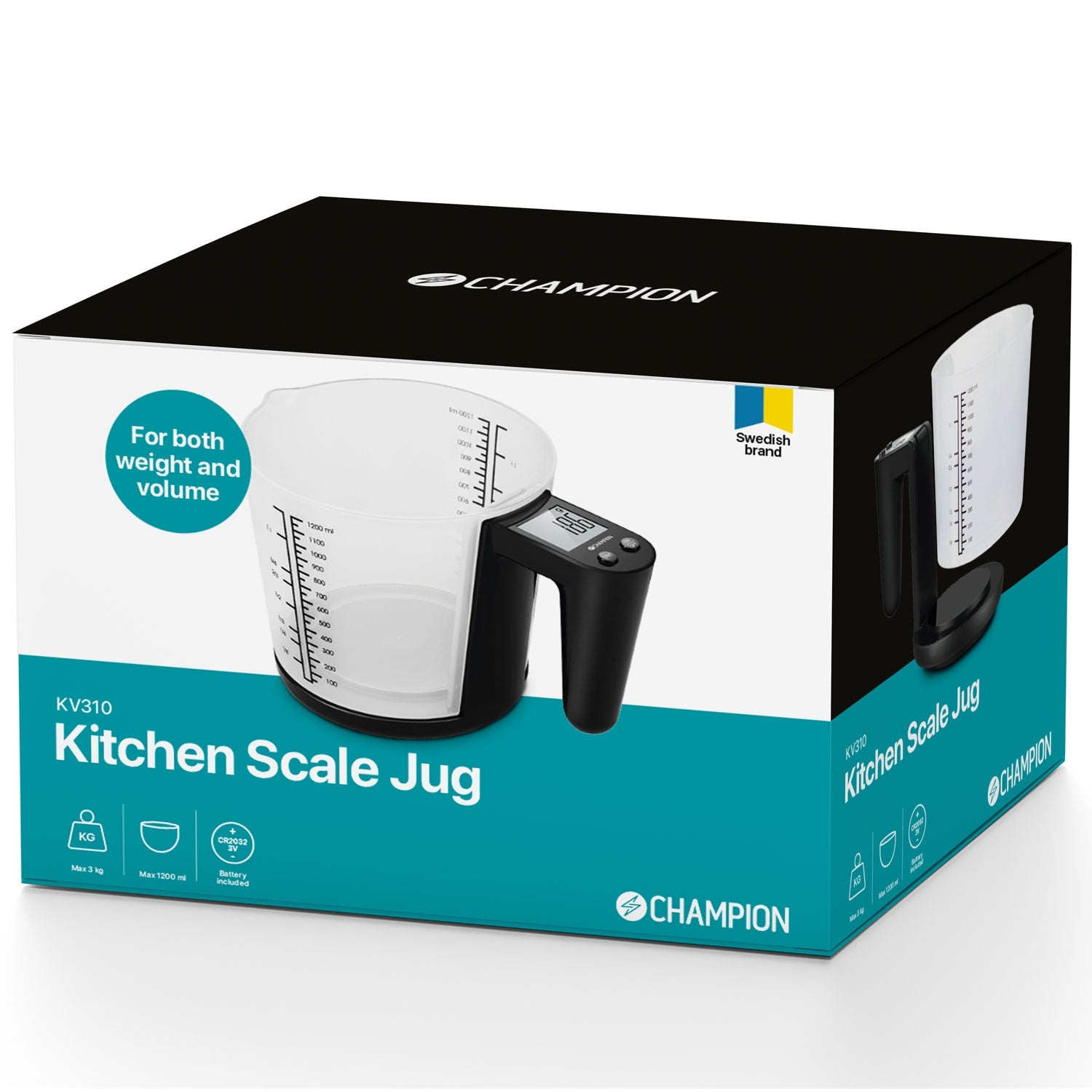 Kitchen scale Measuring cup 3kg 1200ml KV310 Black