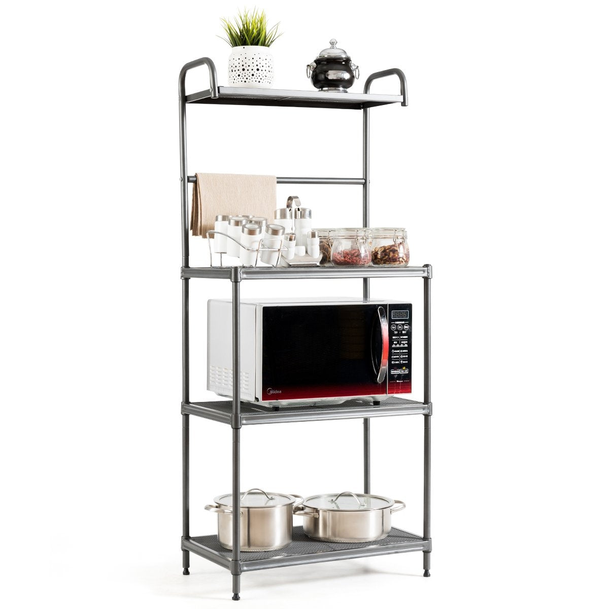Kitchen shelf 4 shelves adjustable microwave holder household shelf standing shelf