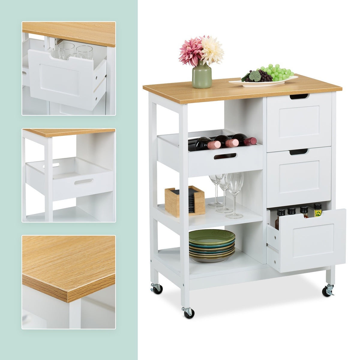 Kitchen trolley with work surface