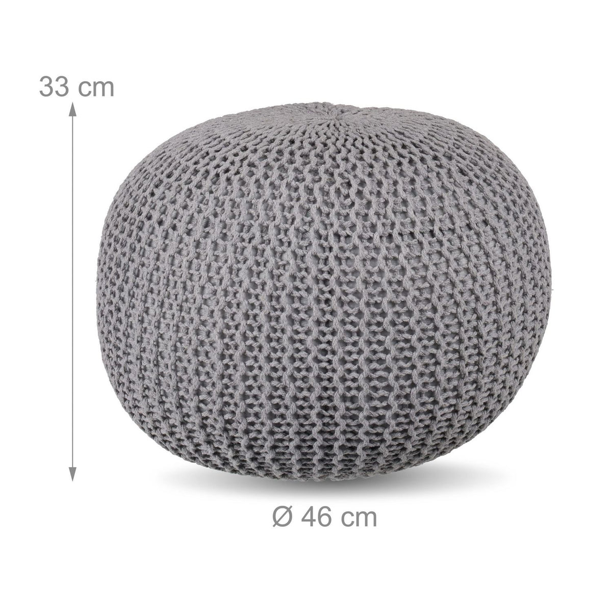 Knitted Pouf – Round, Boho Design, Polystyrene Fill