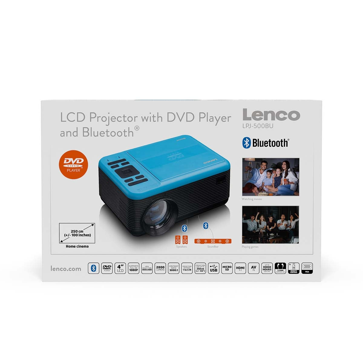 LCD Projector with DVD player and Bluetooth® Blue