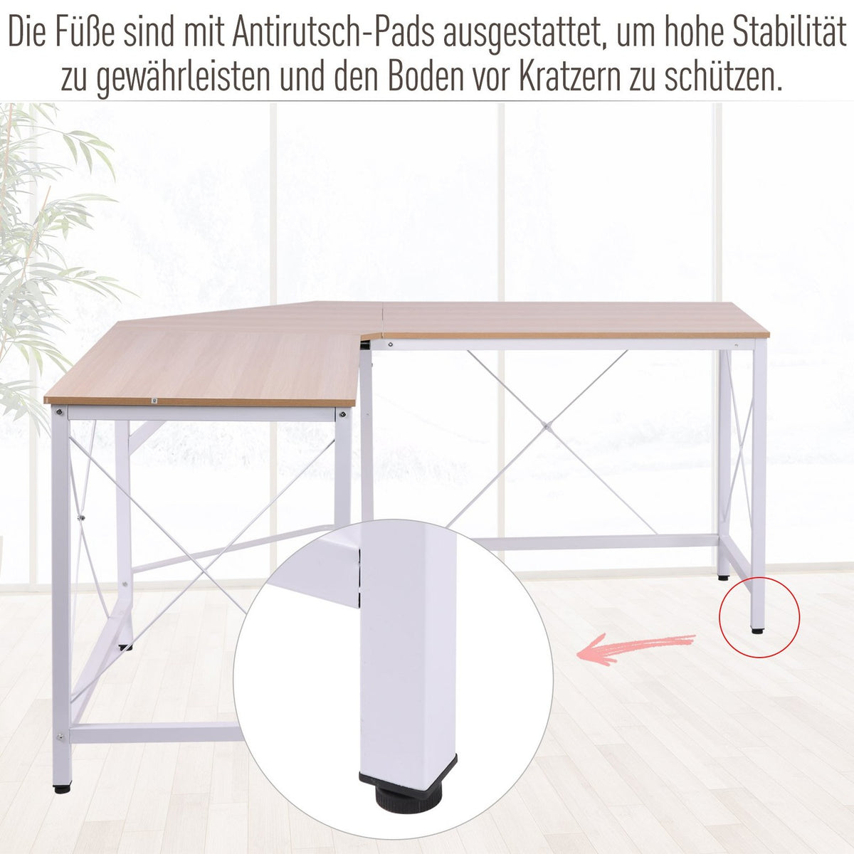 L-Desk Corner Desk Angle Desk Work Table Mdf Natural 150X150X76Cm