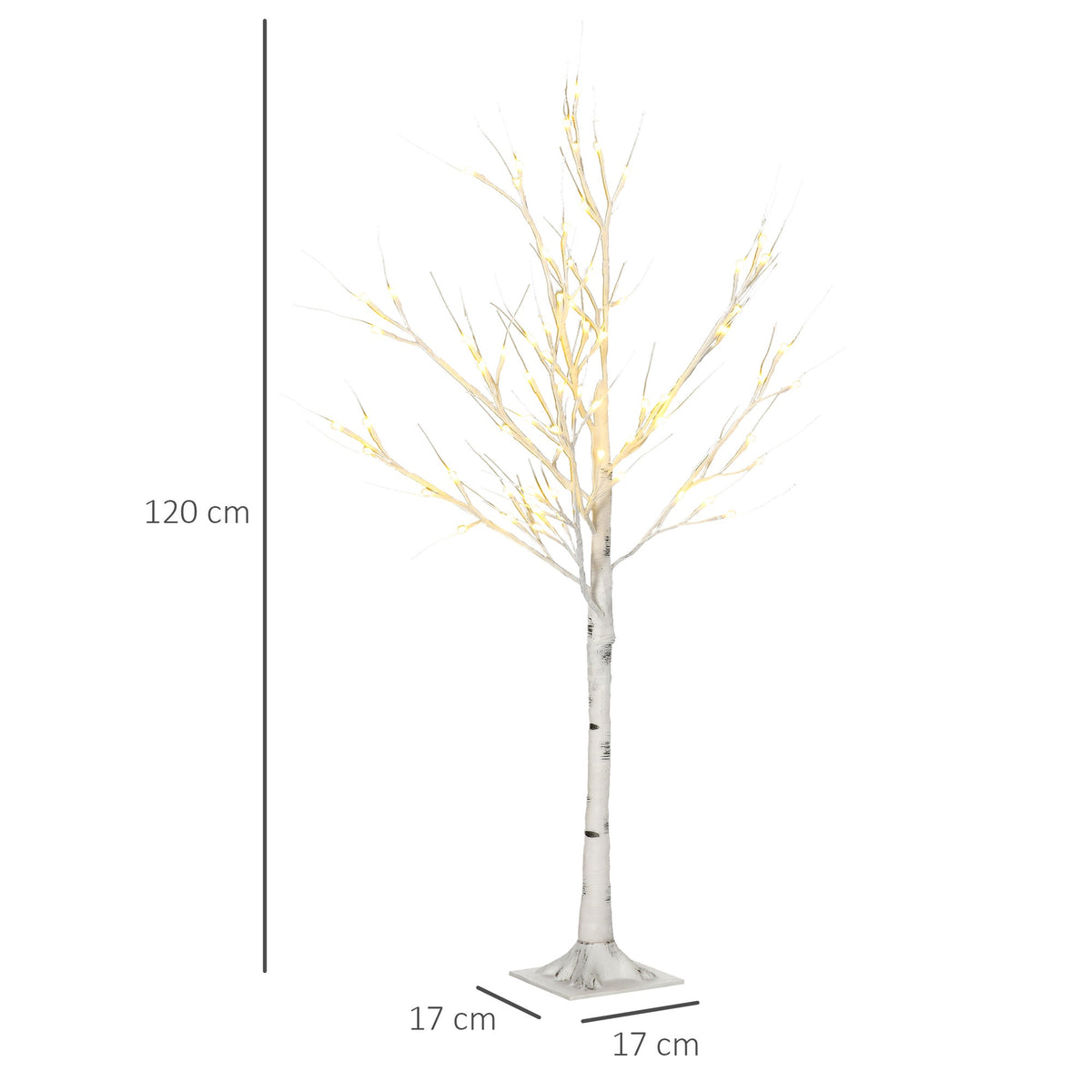 LED Artificial Birch Tree, White Bark, 120 cm, Indoor/Outdoor