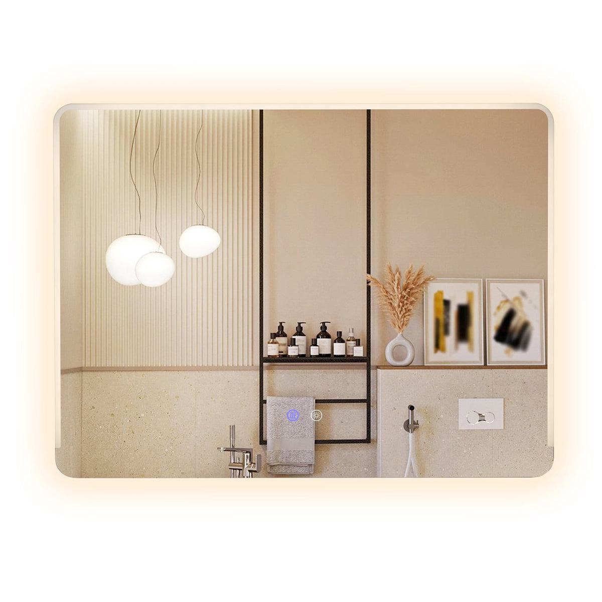 LED Bathroom Mirror with 3-Color Lights, Anti-Fog, 80x60 cm