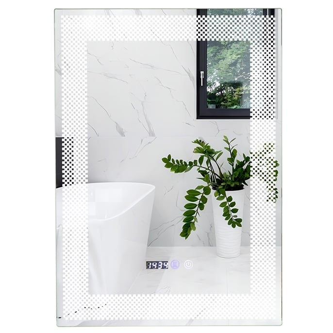 LED Bathroom Mirror with Anti-Fog, Memory, Time & Temp Display