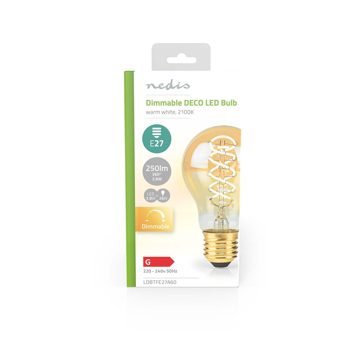 LED Bulb E27 | A60 | 3.8 W| 250 lm | 2100 K| Dimmable | Extra warm white | Retro Style | 1 pc.