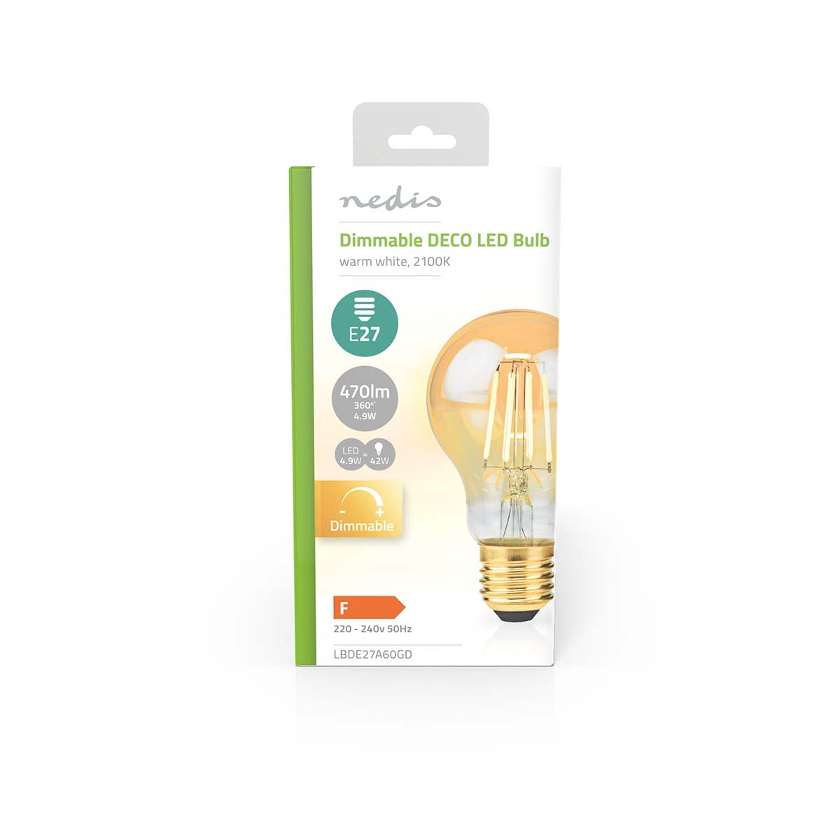 LED Bulb E27 | A60 | 4.9 W| 470 lm | 2100 K| Dimmable | Extra warm white | Retro Style | 1 pc.