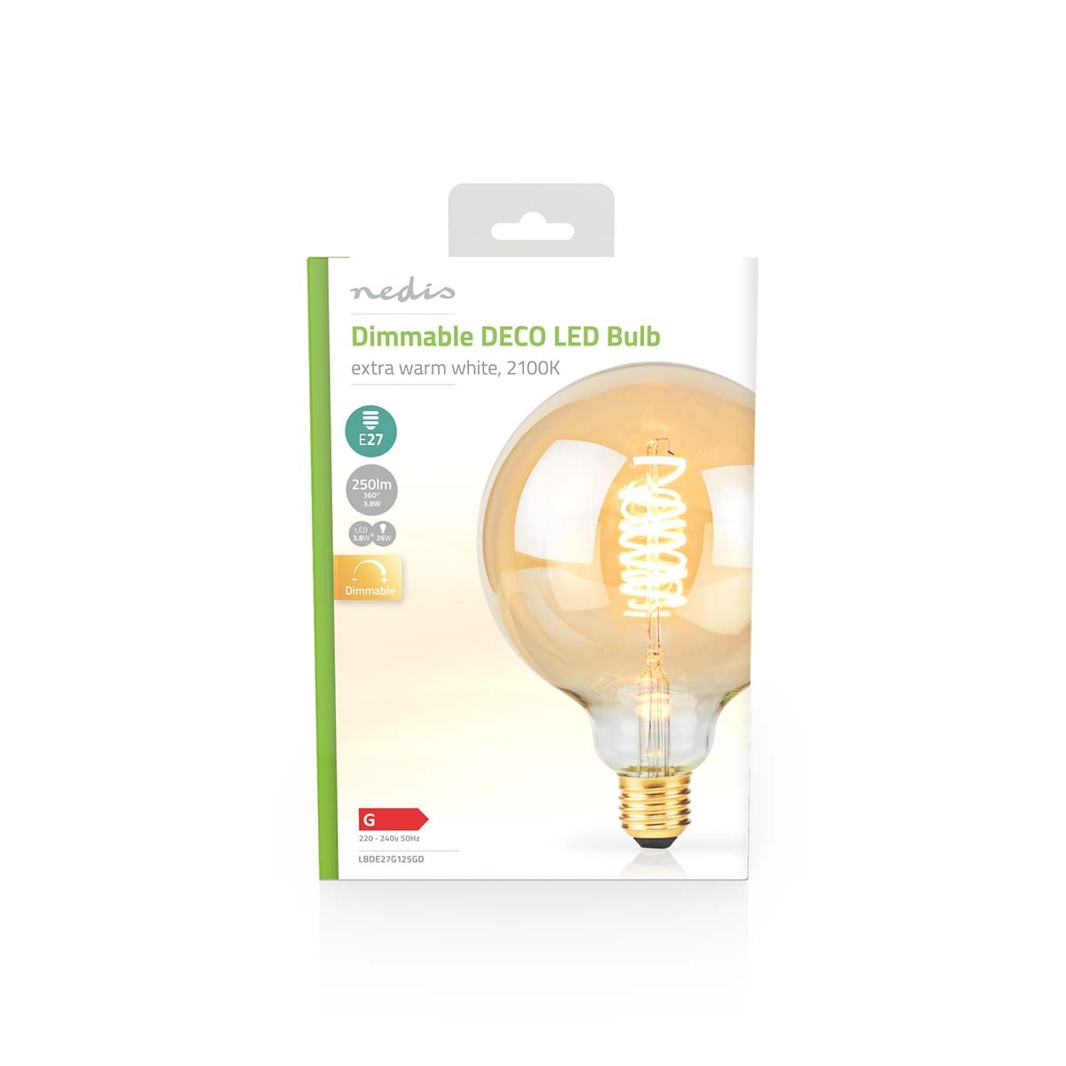 LED Bulb E27 | G125 | 3.8 W| 250 lm | 2100 K| Dimmable | Extra warm white | Retro Style | 1 pc.