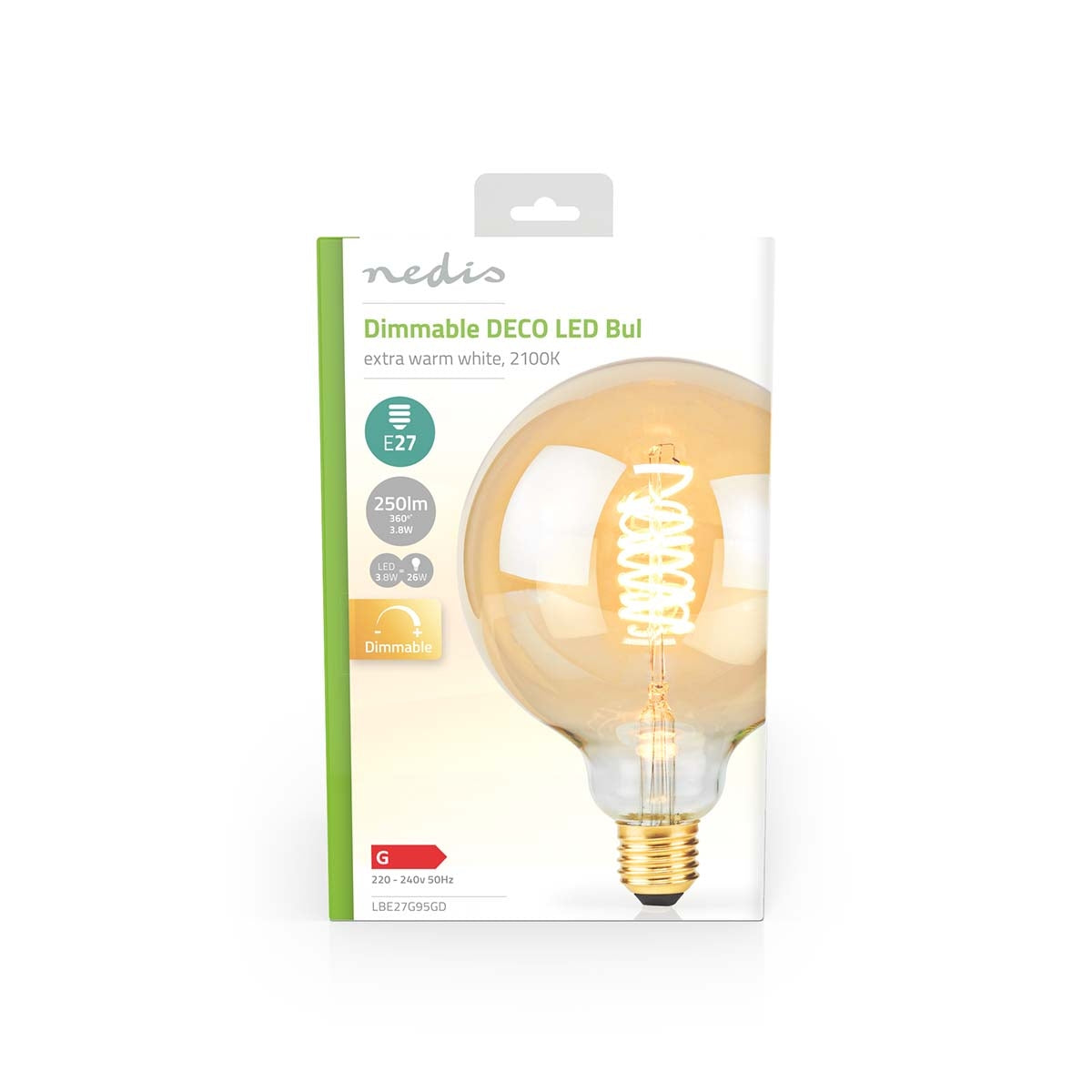 LED Bulb E27 | G95 | 3.8 W| 250 lm | 2100 K| Dimmable | Extra warm white | Retro Style | 1 pc.