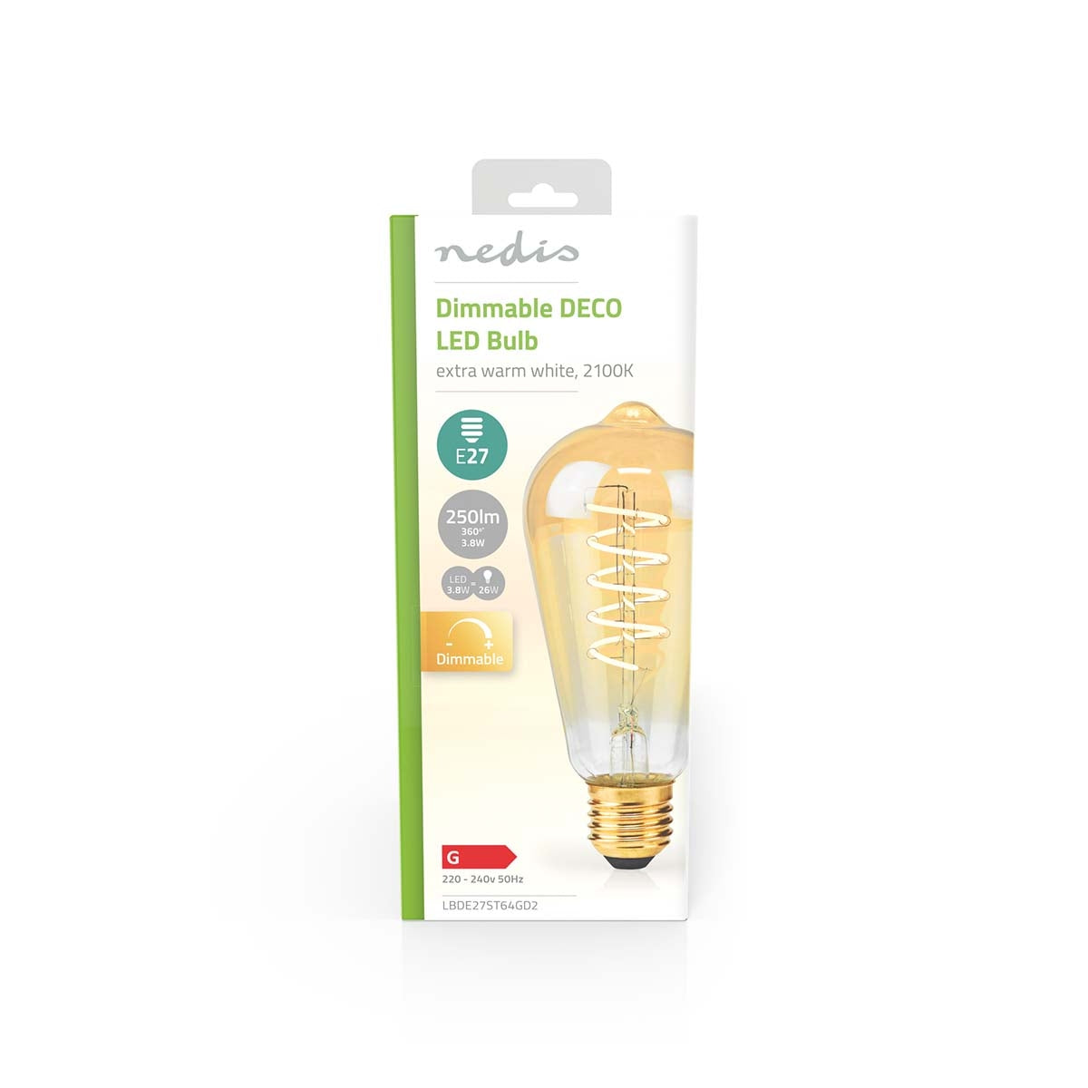 LED Bulb E27 | ST64 | 3.8 W| 250 lm | 2100 K| Dimmable | Extra warm white | Retro Style | 1 pc.