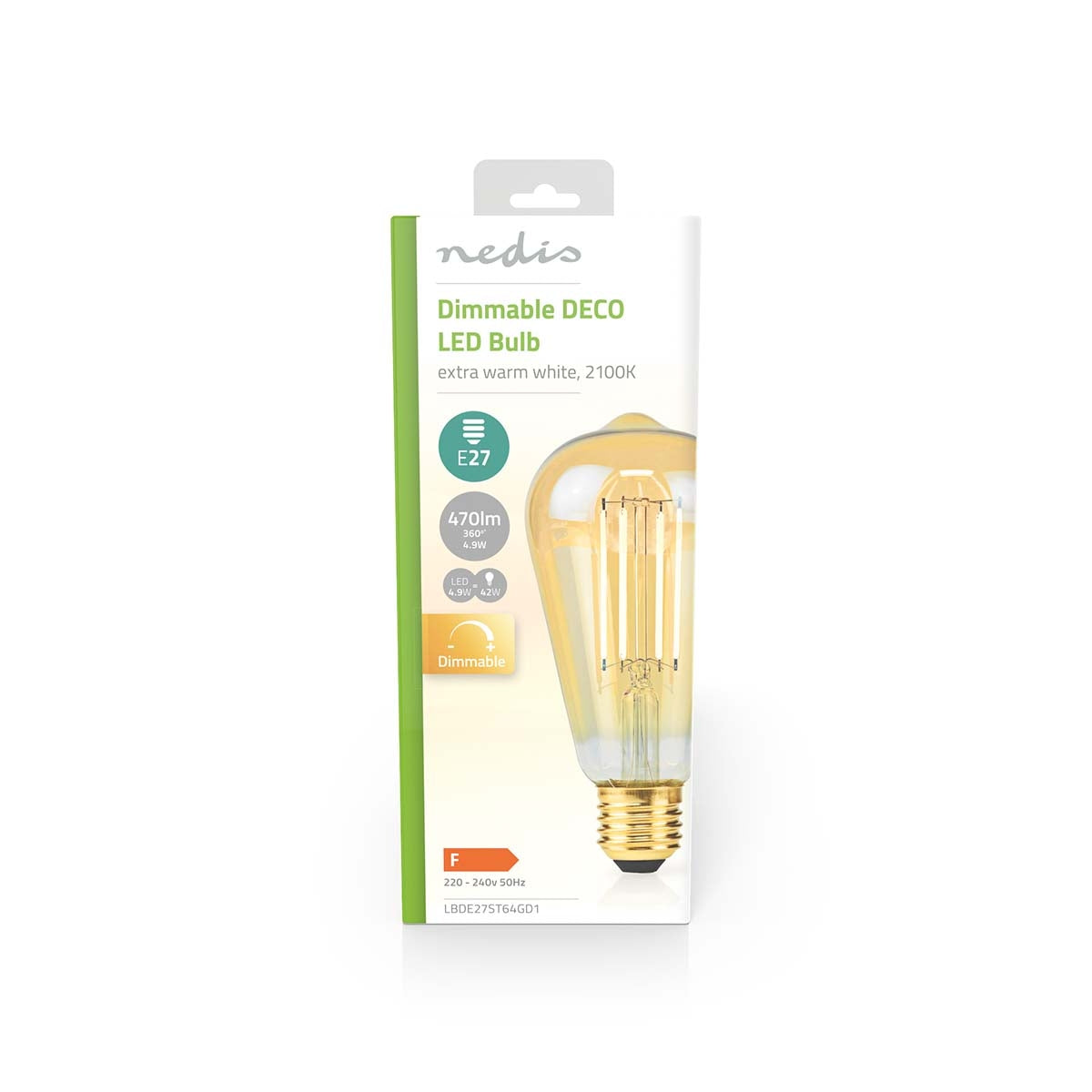 LED Bulb E27 | ST64 | 4.9 W| 470 lm | 2100 K| Dimmable | Extra warm white | Retro Style | 1 pc.