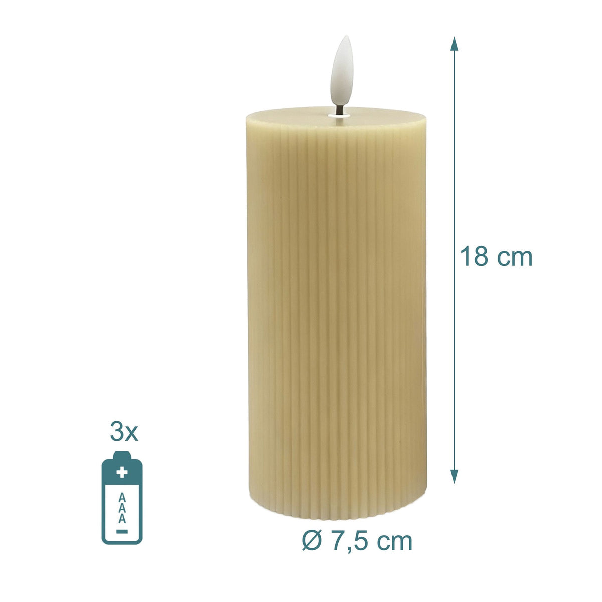 LED Candles Set of 4, Real Wax, 18cm