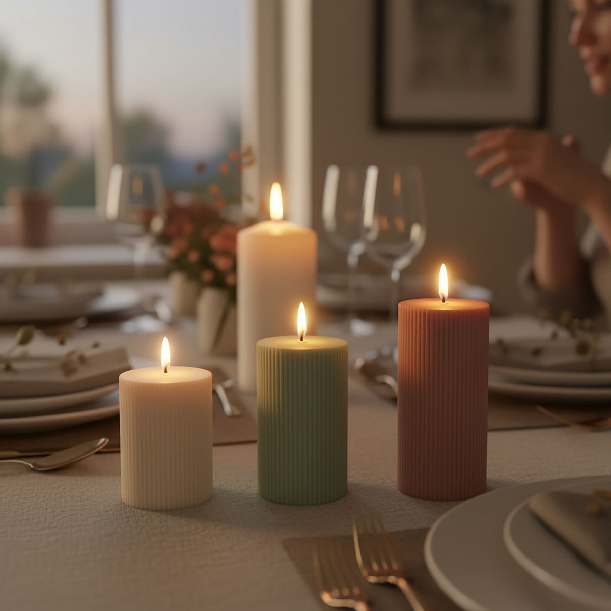 LED Candles Set of 4, Real Wax, 18cm, Flickering Flame