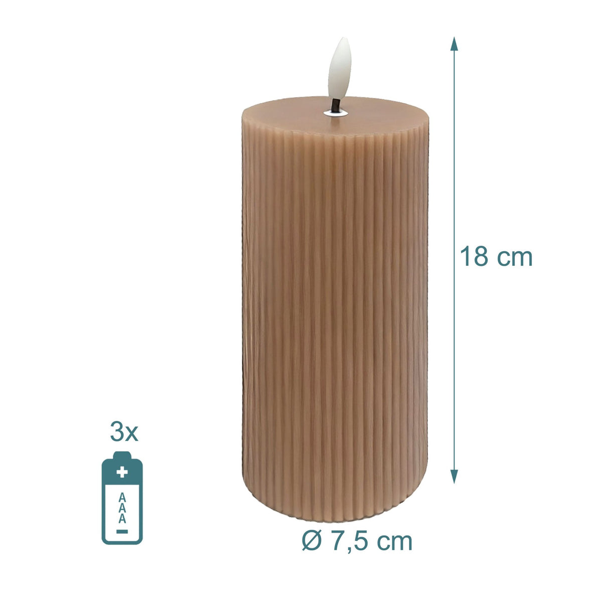 LED Candles Set of 4, Real Wax, 18cm, Flickering Flame