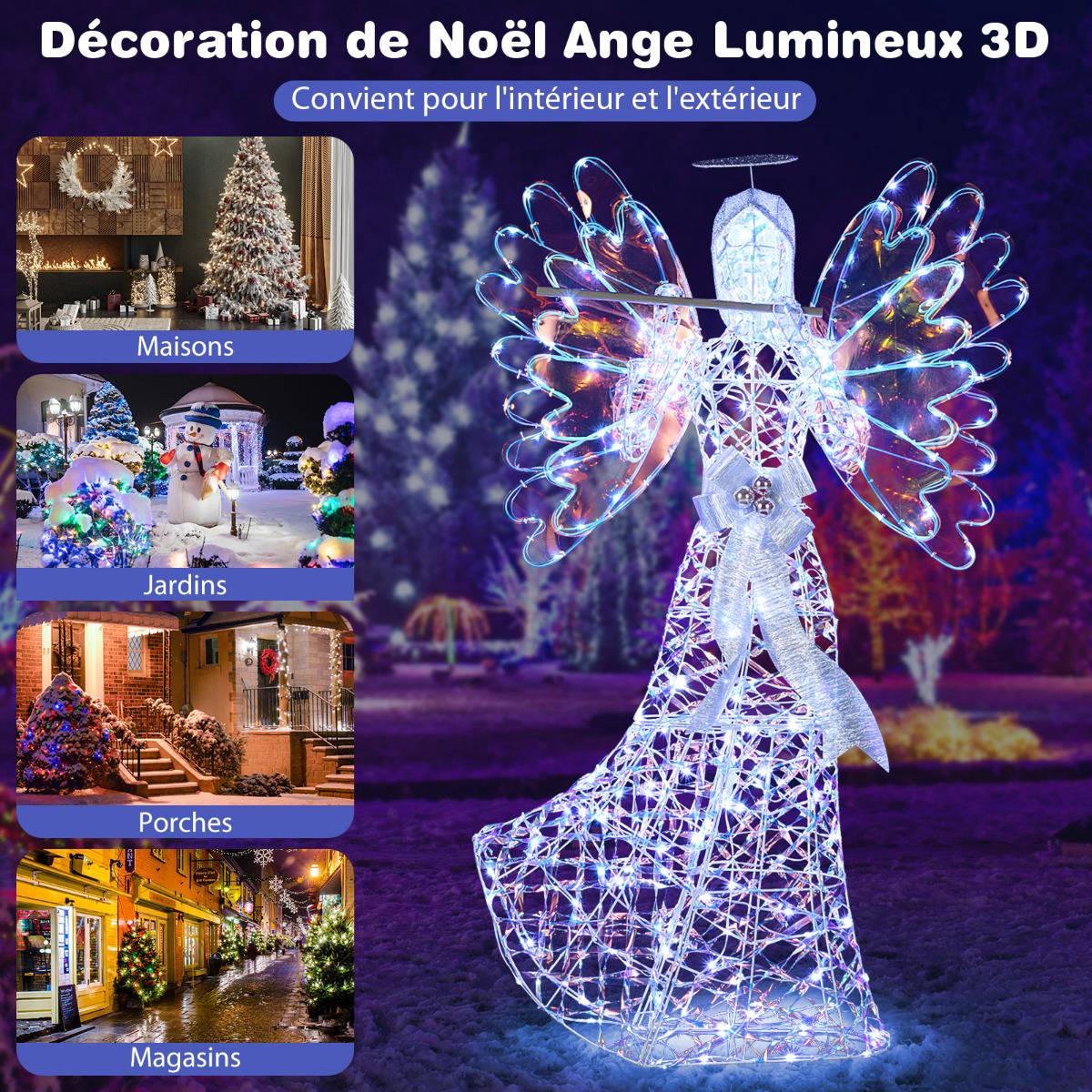 LED Christmas Angel Decoration, 1.58 m, 250 LEDs, White